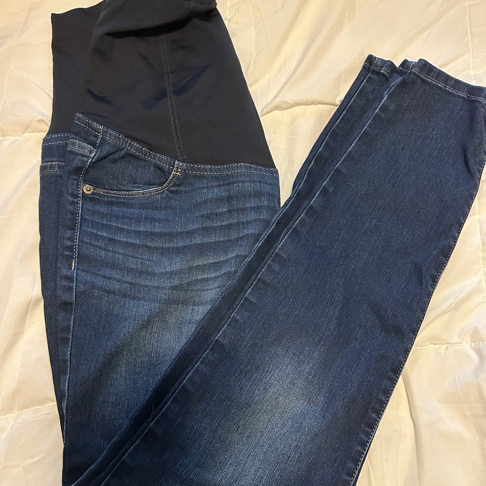 Maternity Dark Wash Stretch Jeans with Overband